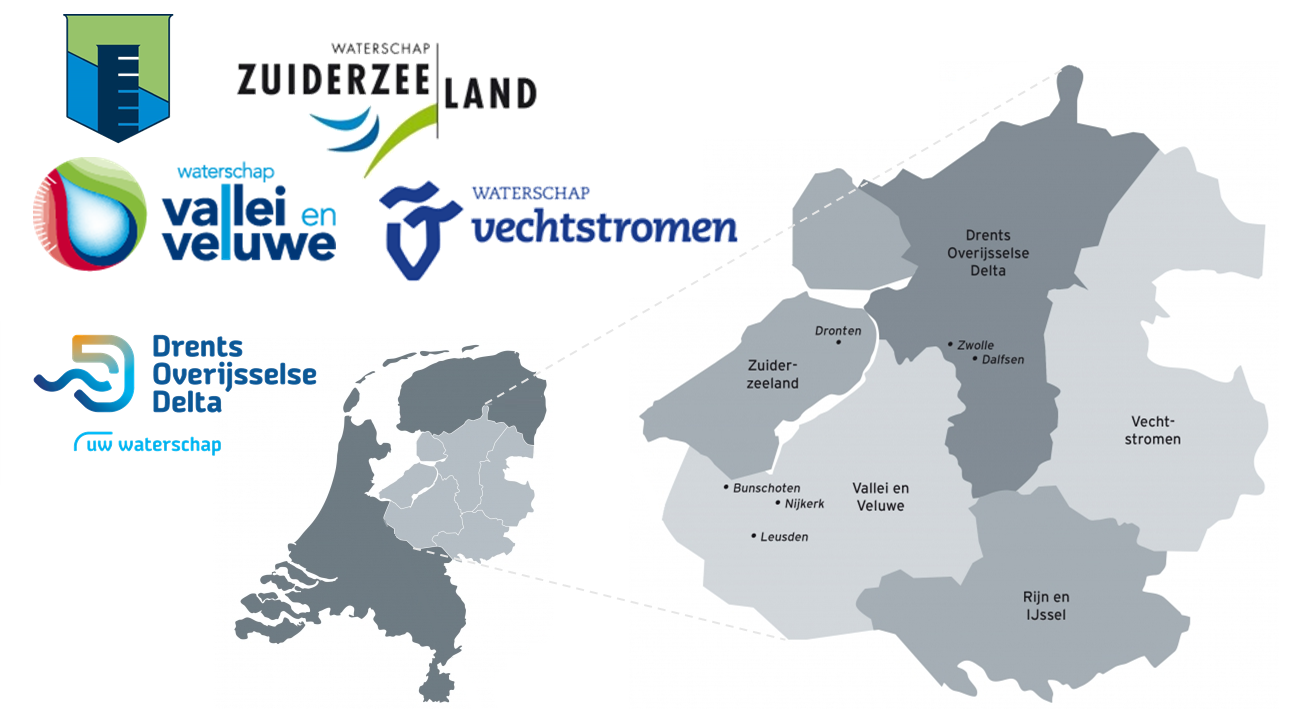 Afbeelding van waterschappen waarvoor GBLT belastingen heft en int.